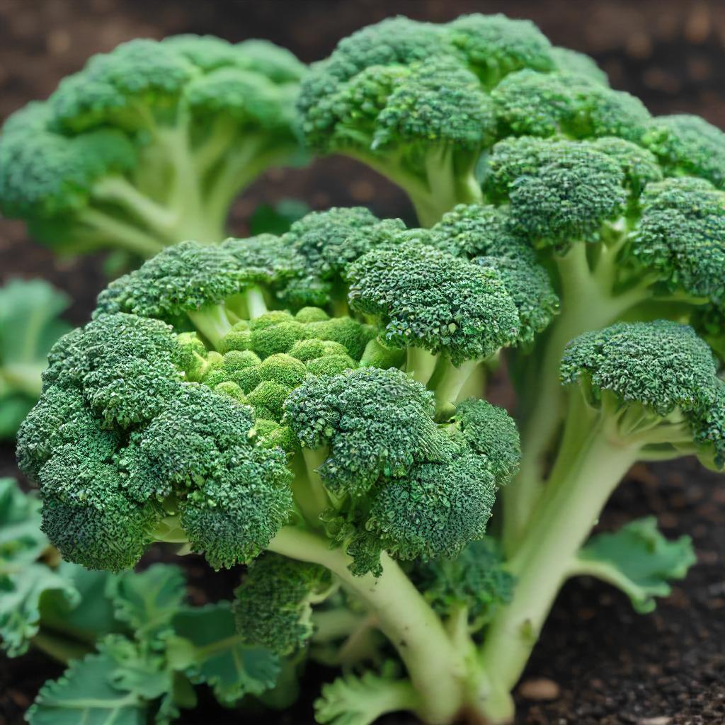 Broccoli Green Sprouting Calabrese Growing In Vegetable Garden