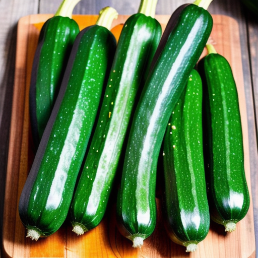 Black Beauty Zucchini Squash Harvested From Garden On A cutting Board