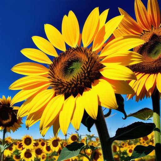 Mammoth Grey Stripe Sunflowers Growing In Field