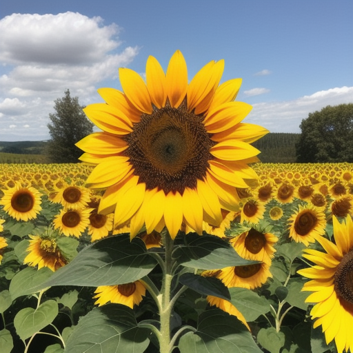 Sunflower Seeds - Mammoth Grey Stripe Sunflower Growing In Flower Garden 