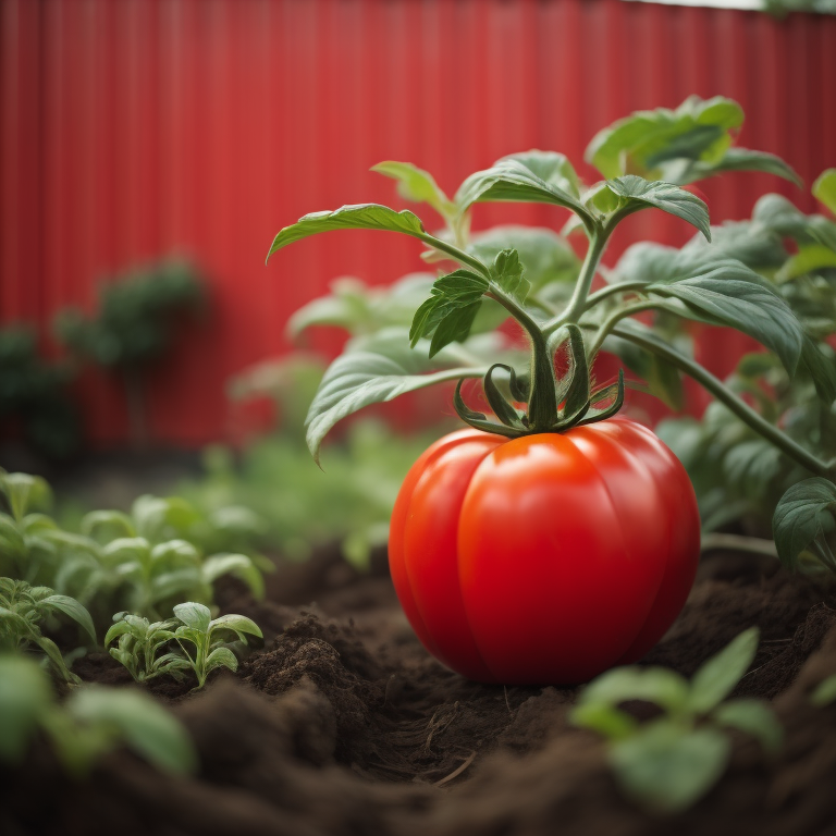 55 VF Slicing Tomato Growing In Vegetable Garden