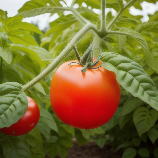 55 VF Slicing Tomato Growing In Vegetable Garden On A Tomato Vine