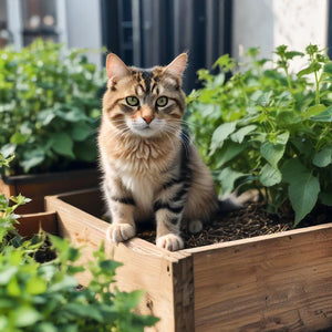 Catnip Seeds Growing In Raised Garden Bed