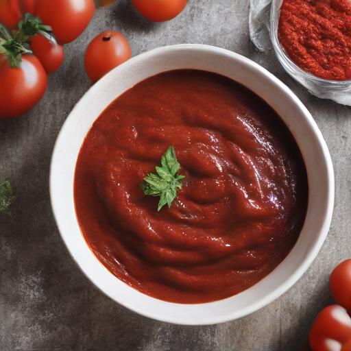 Fresh Tomato Paste from Harvested Rio Grande Tomatoes Growing In Vegetable Garden